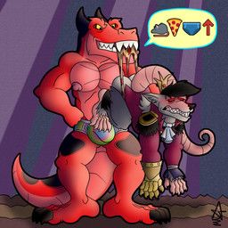 devil_dinosaur_(moon_girl_and_devil_dinosaur), rat_king_(moon_girl_and_devil_dinosaur), marvel, moon_girl_and_devil_dinosaur, monkeycat9