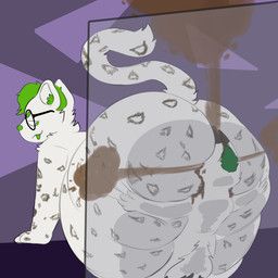 brappanda, against_surface, anthro, big_butt, brown_fart_cloud