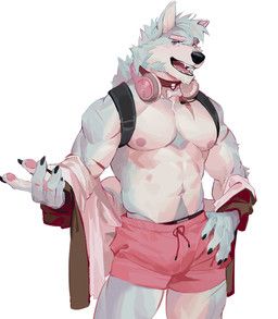 seatohao, abs, anthro, arm_scar, backpack