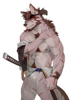 seatohao, abs, anthro, asian_clothing, asian_sword