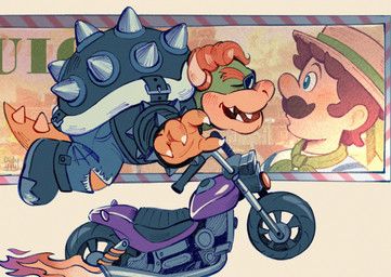 biker_bowser, bowser, bowser_(biker), luigi, mario_bros