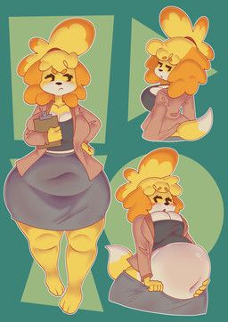isabelle_(animal_crossing), animal_crossing, nintendo, strawberrywith4, anthro