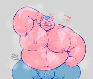 bruce_hearts, megawaffle, anthro, biped, blue_hair
