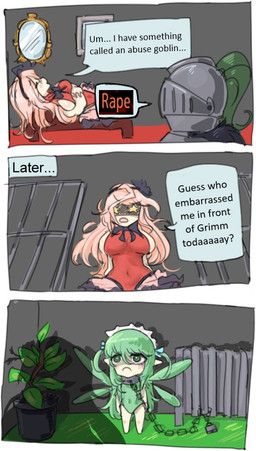 grimm_(black_souls), leaf_(black_souls), mary_sue_(black_souls), prickett_(black_souls), abuse_goblin