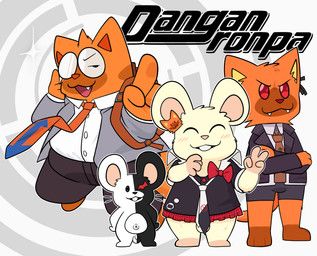 hifumi_yamada, junko_enoshima, kyoko_kirigiri, monokuma, oxynard