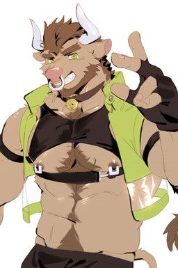 seatohao, abs, anthro, armband, artiodactyl