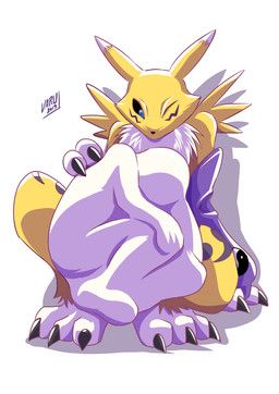 bandai_namco, digimon, varu_(artist), 3_toes, abdominal_bulge