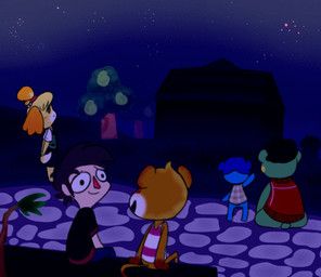 bluebear_(animal_crossing), charlise_(animal_crossing), isabelle_(animal_crossing), simon_(animal_crossing), villager_(animal_crossing)