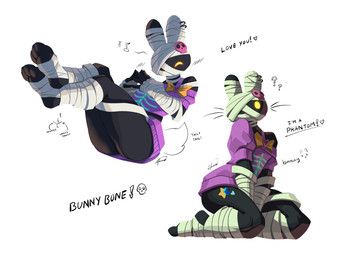 bunnybone_(fortnite), nifaumo, 4_toes, anthro, bandage