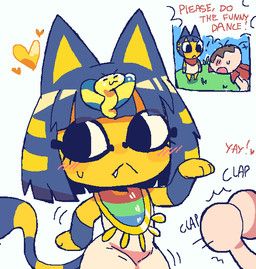 ankha_(animal_crossing), villager_(animal_crossing), animal_crossing, nintendo, walk_like_an_egyptian