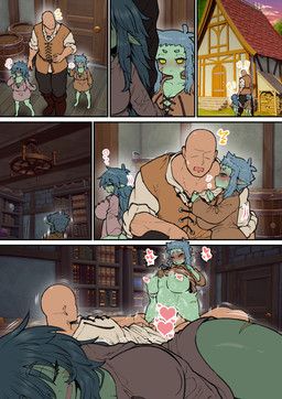 amano_jack, abdominal_bulge, bald, big_breasts, black_sclera