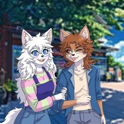 fawstly, animal_ears, anthro, bangs, blue_bottomwear