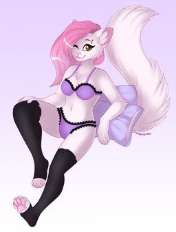 minettefraise, anthro, black_clothing, black_legwear, black_thigh_highs