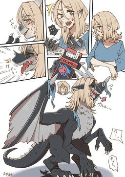 mythology, ayabemiso, black_body, black_scales, blonde_hair