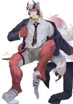 seatohao, accessory, anthro, beard, black_bottomwear