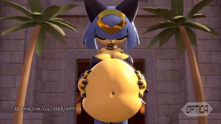 palworld, pocketpair, optica, 3_fingers, abdominal_bulge
