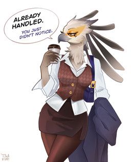 secretary_washimi, aggretsuko, sanrio, falcon_tree, accipitriform