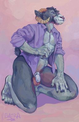 auburn_(auburnthegoat), nemera, anthro, balls, bottomless