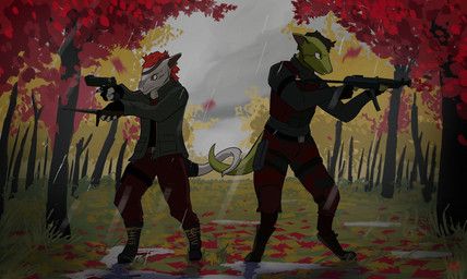 project_silverfish, rollerbirdy, aiming, ambiguous_gender, anthro