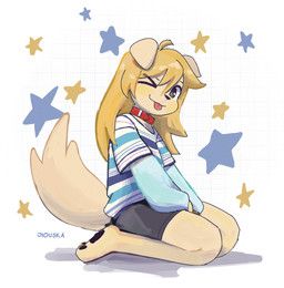 jiouska, anthro, big_tail, black_pawpads, blep