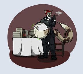bridgette_o'shane, panzerschreckleopard, accessory, anthro, belly