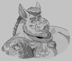 daddyjinn, polartoons, anthro, arm_tattoo, biped