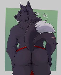 silver_fang, nastyspook, anthro, apron, apron_only