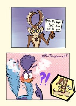 road_runner_(looney_tunes), wile_e._coyote, looney_tunes, warner_brothers, platimingo-art