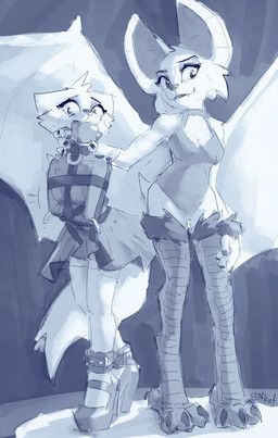 bitkat, ankle_cuffs, anthro, back_wings, ball_gag