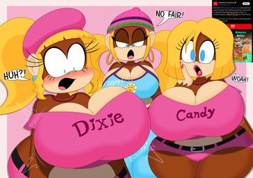 candy_kong, dixie_kong, funky_kong, tiny_kong, donkey_kong_(series)