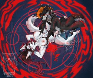 lillianna, riley_collins_(asrielth3f0x), blackwolf275, anthro, breast_grab
