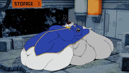 wanderer_orange, anthro, belly, belly_on_floor, big_belly