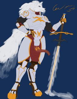 cen_amb, anthro, armor, bandage, banner