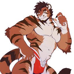 peapeafur, 5_fingers, abs, anthro, beard