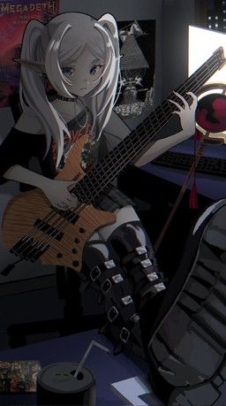 frieren, frieren_beyond_journey's_end, megadeth, slayer_(band), strandberg_guitars