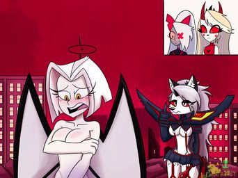 charlie_morningstar, loona_(helluva_boss), lute_(hazbin_hotel), ryuko_matoi, vaggi_(hazbin_hotel)