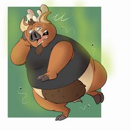 buck_(blitzen), royal_poodle, anthro, antlers, belly_hair