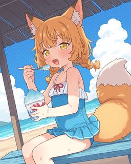 onyhakase, animal_ears, animal_humanoid, beach, blush