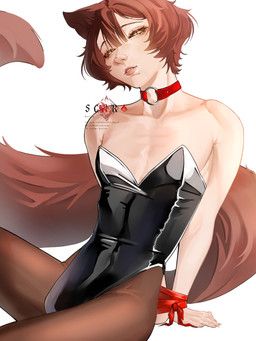 scaramouche_(artist), animal_humanoid, bedroom_eyes, bound, brown_hair