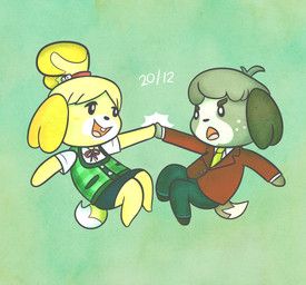 digby_(animal_crossing), isabelle_(animal_crossing), animal_crossing, nintendo, cookieboy011