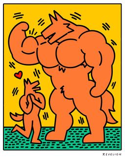 keith_haring, revelion, anthro, armpit_hair, body_hair
