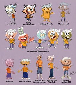 lincoln_loud, avatar:_the_last_airbender, hey_arnold!, invader_zim, making_fiends