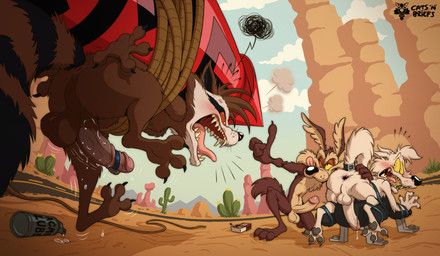 rocket_raccoon, wile_e._coyote, ziggy_(wolfbard), acme, acme_products