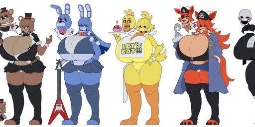 bonnie_(fnaf), chica_(fnaf), cupcake_(fnaf), foxy_(fnaf), freddy_(fnaf)