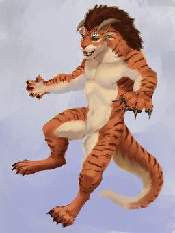 dimonis, anthro, brown_hair, claws, fluffy