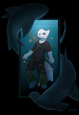 keichi_hollis, noori_(artist), aquatic, arctic_fox, barefoot