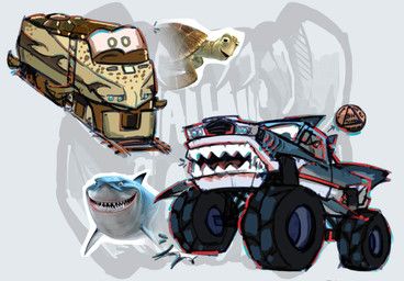 bruce_(finding_nemo), crush_(finding_nemo), cars_(disney), disney, finding_nemo