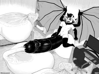 achromasloth, anthro, balls, bat, bat_wings