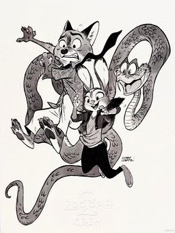 gary_de'snake, judy_hopps, nick_wilde, disney, zootopia