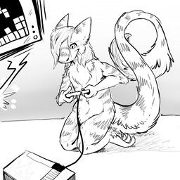 tetris, crownedvictory, anthro, controller, fur